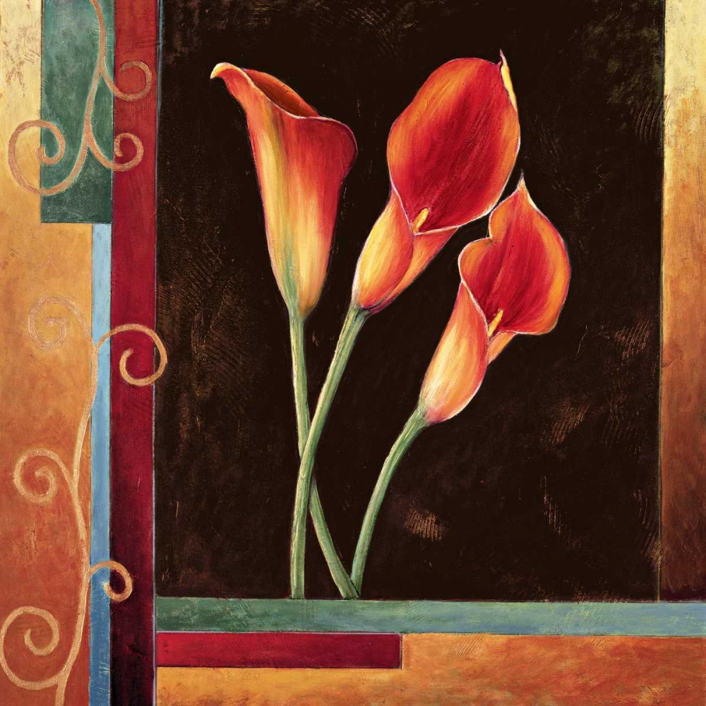 Wall Art Painting id:316295, Name: Orange Callas, Artist: Deveraux, Jill