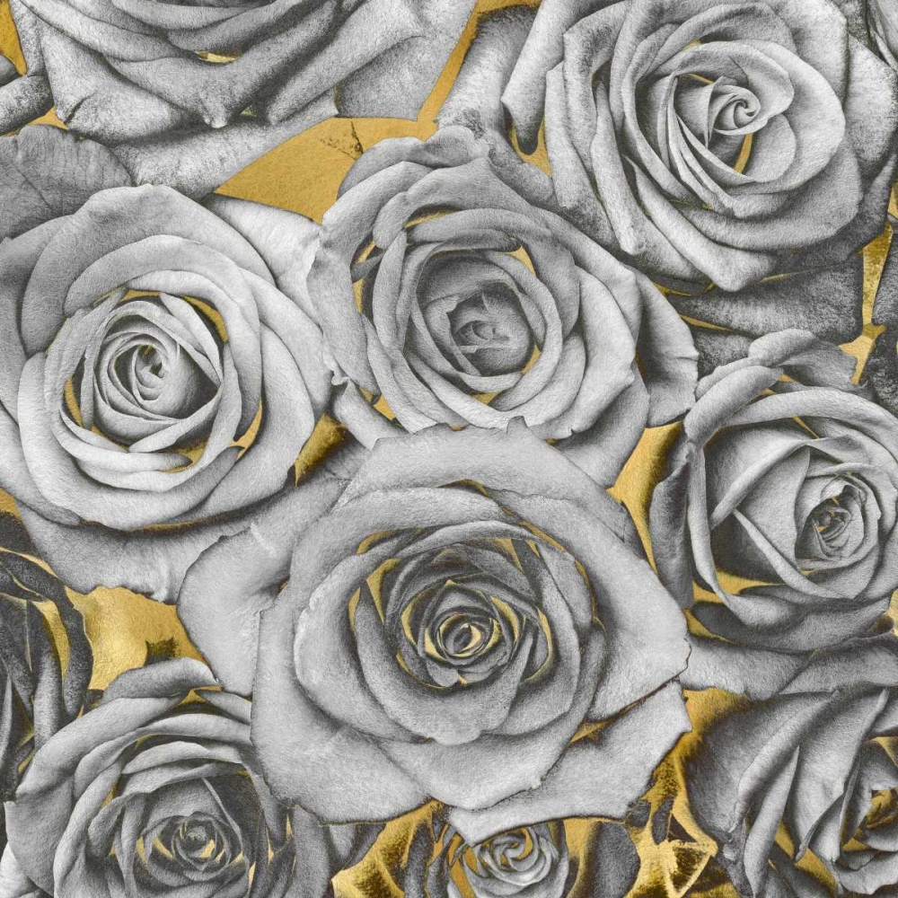 Wall Art Painting id:318333, Name: Roses - Silver on Gold, Artist: Bennett, Kate
