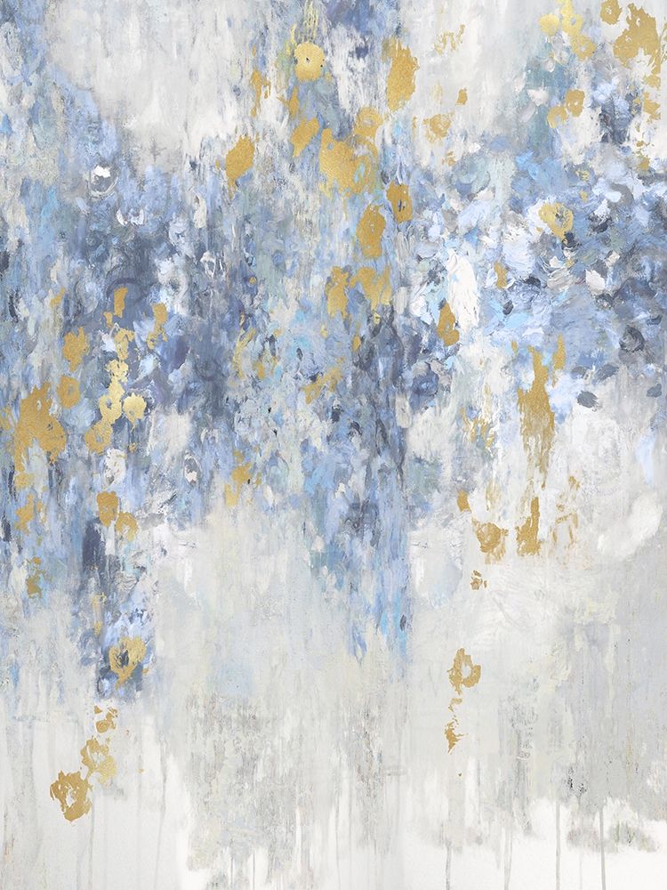 Wall Art Painting id:320282, Name: Cascade Blue with Gold, Artist: Robbins, Nikki