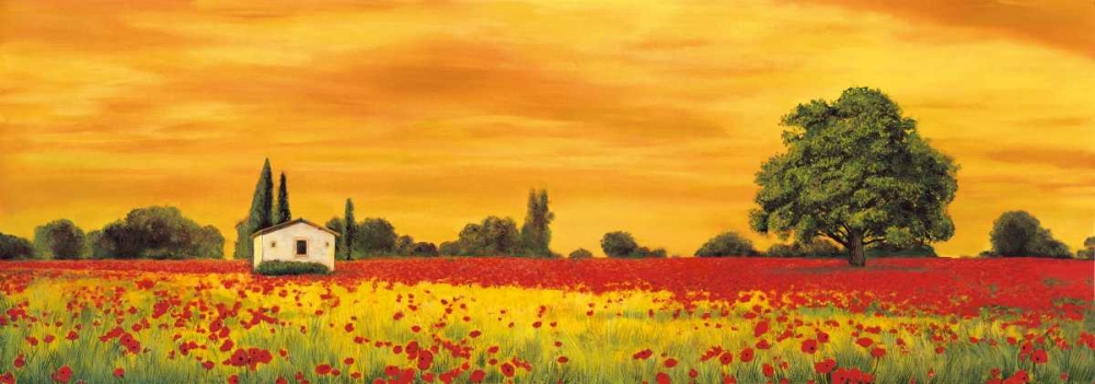 Wall Art Painting id:316856, Name: Field of Poppies, Artist: Leblanc, Richard