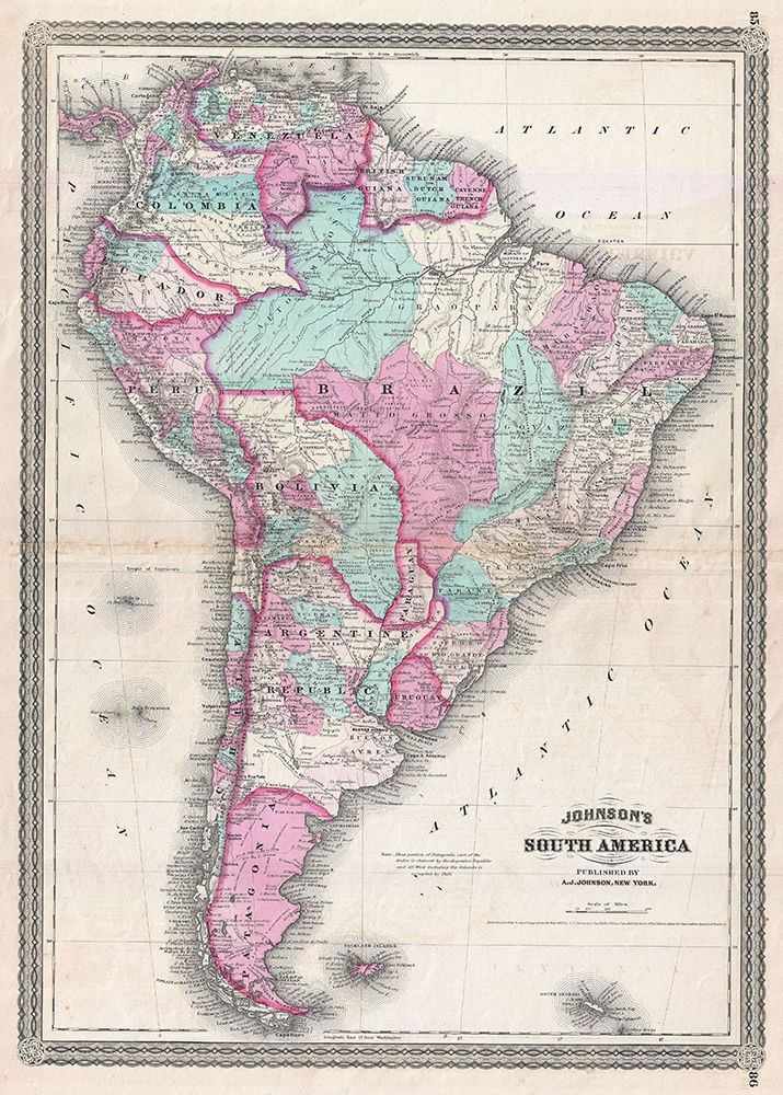 Wall Art Painting id:285789, Name: 1870_Johnson_Map_of_South_America_, Artist: Johnson