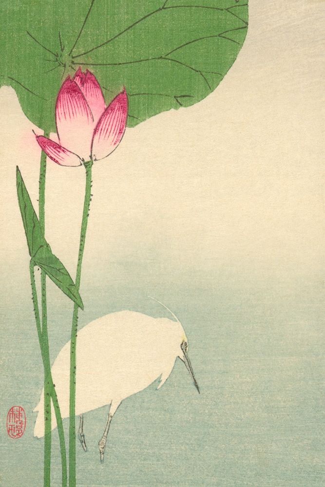 Wall Art Painting id:344982, Name: White heron and lotus, 1894, Artist: Baison