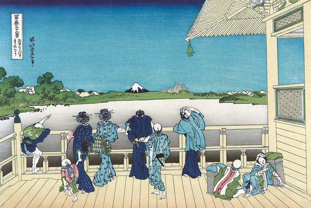 Wall Art Painting id:345631, Name: Sazai Hall - 500 Rakanji Temple, 1830, Artist: Hokusai