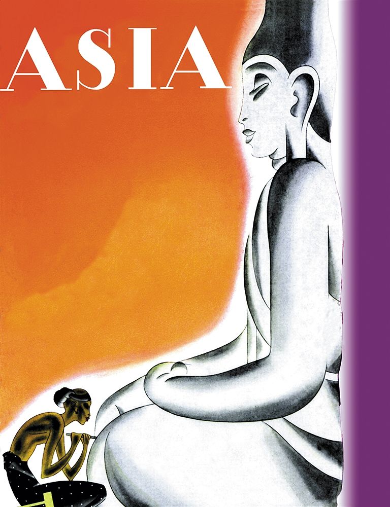 Wall Art Painting id:345425, Name: Burmese Sculptor at the Knees of Buddha with Title, 1933, Artist: McIntosh, Frank