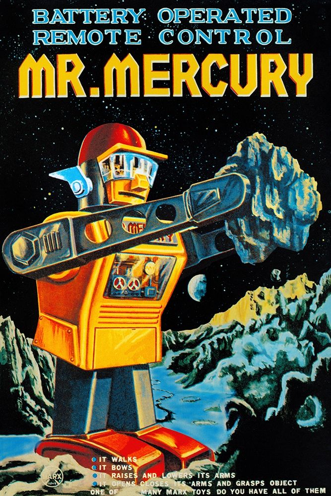 Wall Art Painting id:346359, Name: Battery Operated Remote Control Mr. Mercury, Artist: Retrobot