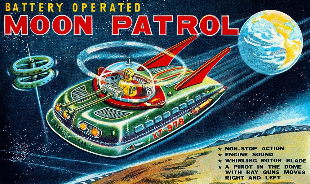 Wall Art Painting id:346398, Name: Battery Operated Moon Patrol XT-978, Artist: Retrobot