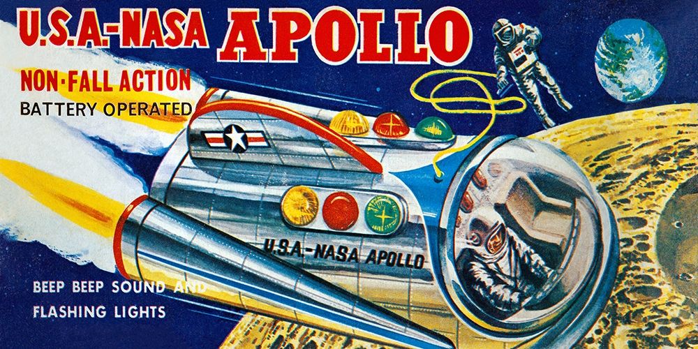 Wall Art Painting id:346400, Name: U.S.A. - NASA Apollo, Artist: Retrobot