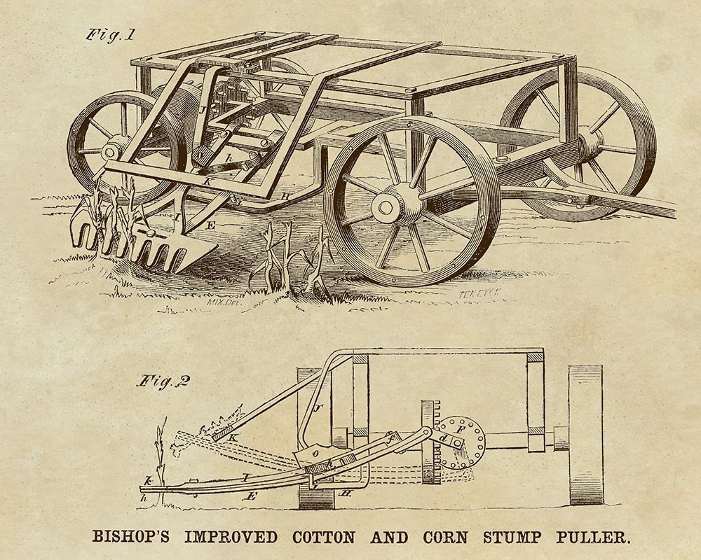 Wall Art Painting id:345701, Name: Bishops Improved Cotton and Corn Stump Puller, Artist: Inventions