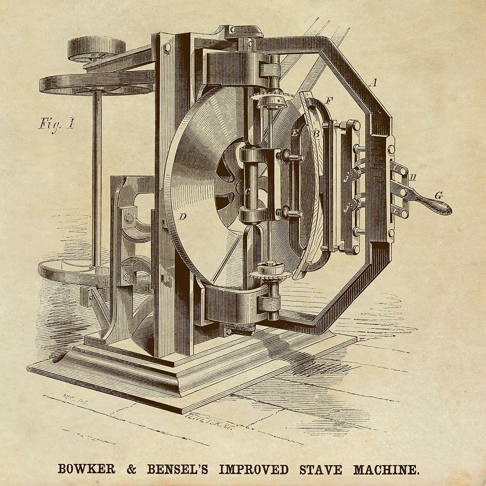 Wall Art Painting id:345705, Name: Bowker and Bensels Improved Stave Machine, Artist: Inventions