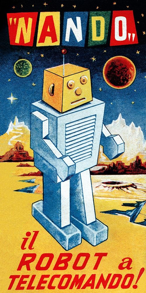 Wall Art Painting id:346453, Name: Nando - Il Robot a Telecomando, Artist: Retrobot