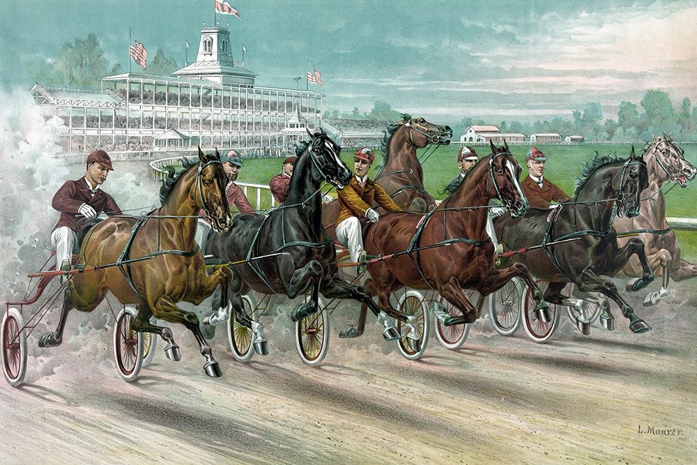 Wall Art Painting id:345140, Name: A Dash for the Pole, Artist: Currier and Ives