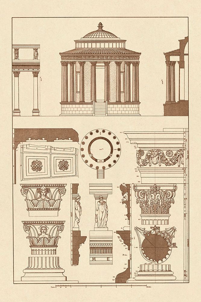 Wall Art Painting id:345792, Name: Temple of Vesta at Tivoli, Incantana at Salonichi, Artist: Buhlmann, J.