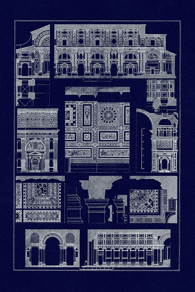 Wall Art Painting id:345863, Name: Barrel Vaults of the Renaissance (Blueprint), Artist: Buhlmann, J.