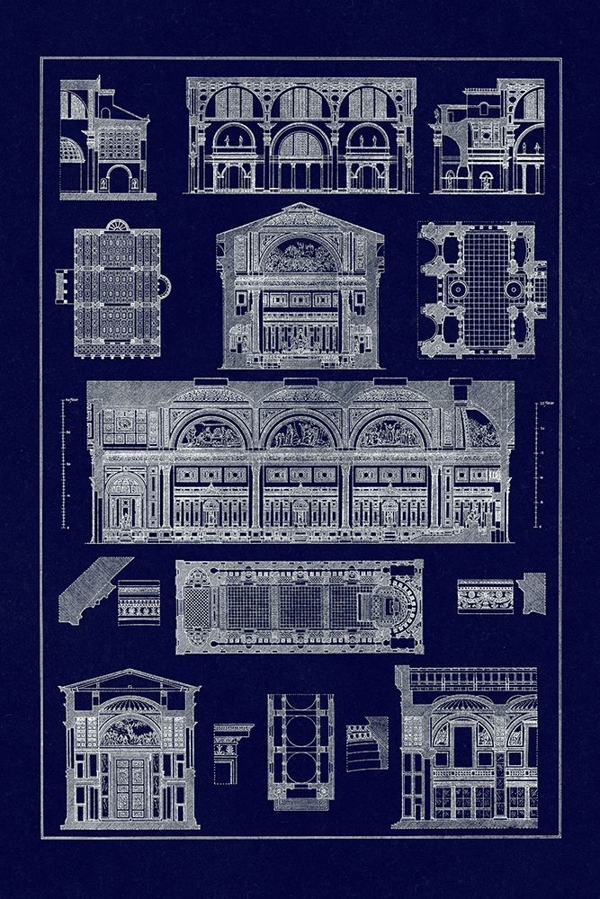 Wall Art Painting id:345865, Name: Interiors With Cross Vaults and Cupola Vaulting (Blueprint), Artist: Buhlmann, J.