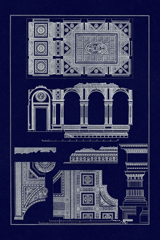 Wall Art Painting id:345868, Name: Covered Ceiling, Hotel de Villa (Blueprint), Artist: Buhlmann, J.