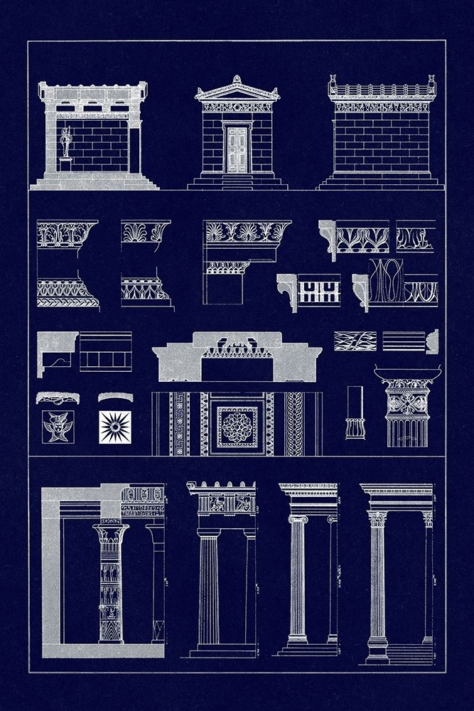 Wall Art Painting id:345908, Name: Hellenic Chapel and Decorative Forms (Blueprint), Artist: Buhlmann, J.