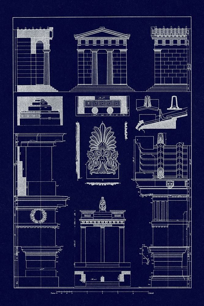 Wall Art Painting id:345912, Name: Temple of Diana, Monument of Thrasyllus (Blueprint), Artist: Buhlmann, J.