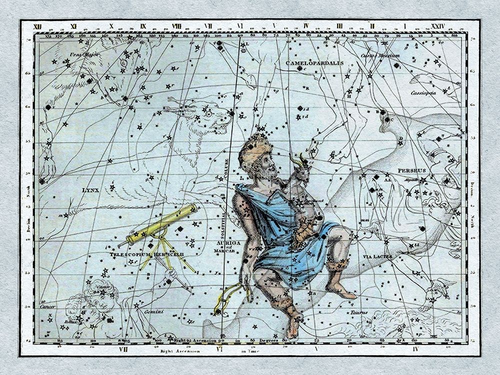 Wall Art Painting id:344833, Name: Maps of the Heavens: Auriga the Charioteer, Artist: Jamieson, Alexander