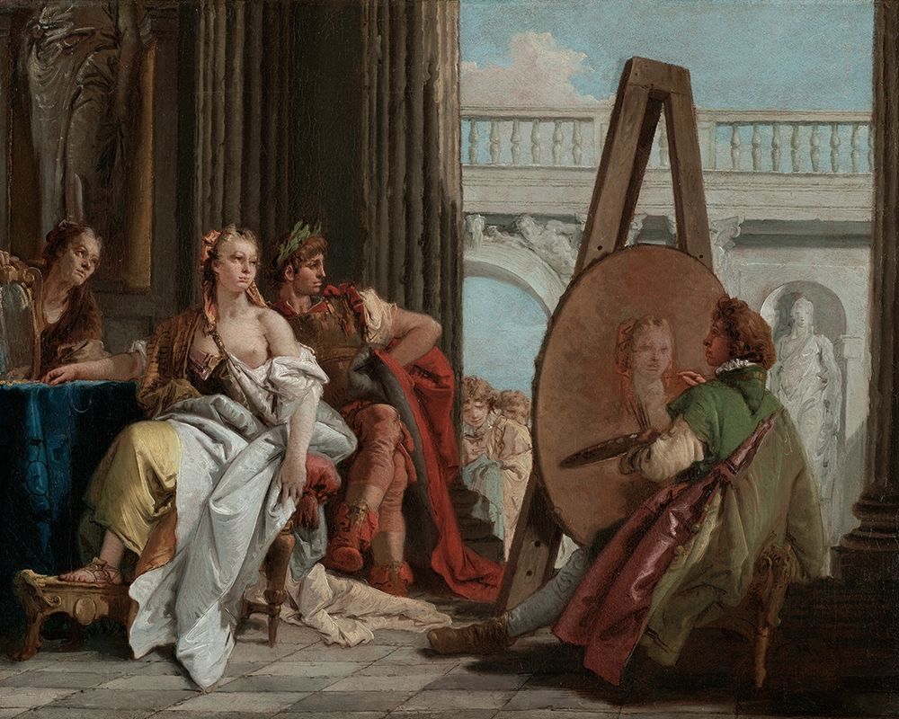 Wall Art Painting id:345554, Name: Alexander the Great and Campaspe in the Studio of Apelles, Artist: Tiepolo, Giovanni Battista