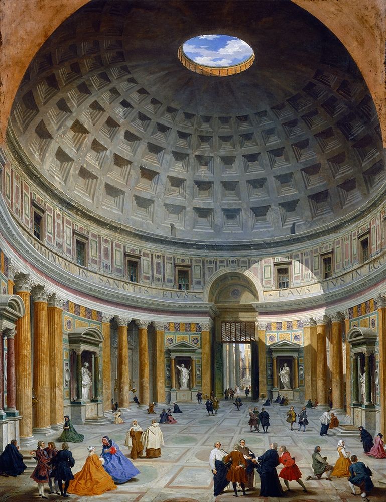 Wall Art Painting id:344143, Name: Interior of the Pantheon, Rome, c. 1734, Artist: Panini, Giovanni Paolo