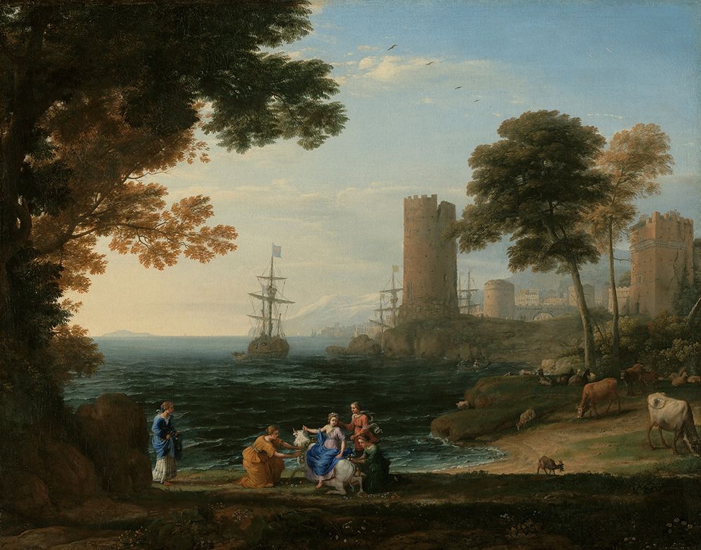 Wall Art Painting id:345122, Name: Coast View with the Abduction of Europa, Artist: Lorrain, Claude