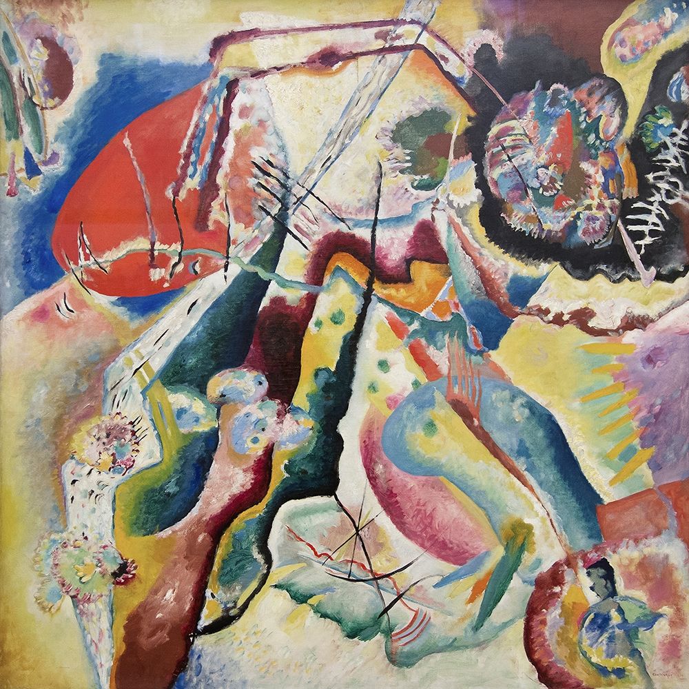 Wall Art Painting id:344191, Name: Painting with a Red Spot (Bild mit rotem Fleck), 1914, Artist: Kandinsky, Wassily