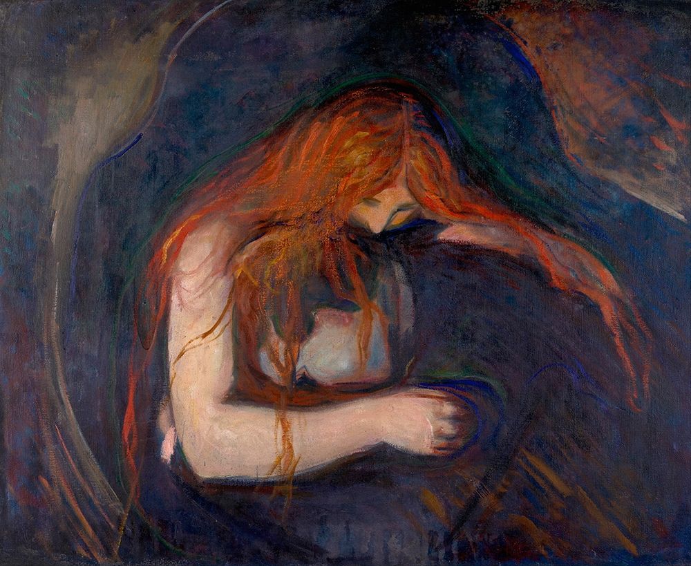 Wall Art Painting id:344629, Name: Vampire, 1895, Artist: Munch, Edvard