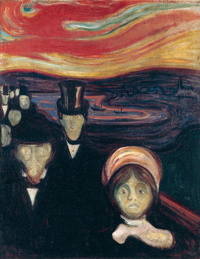 Wall Art Painting id:344634, Name: Anxiety, 1894, Artist: Munch, Edvard