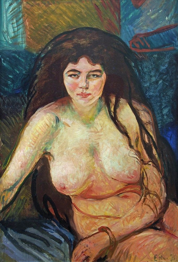 Wall Art Painting id:344650, Name: Female Nude; The Beast, 1902, Artist: Munch, Edvard