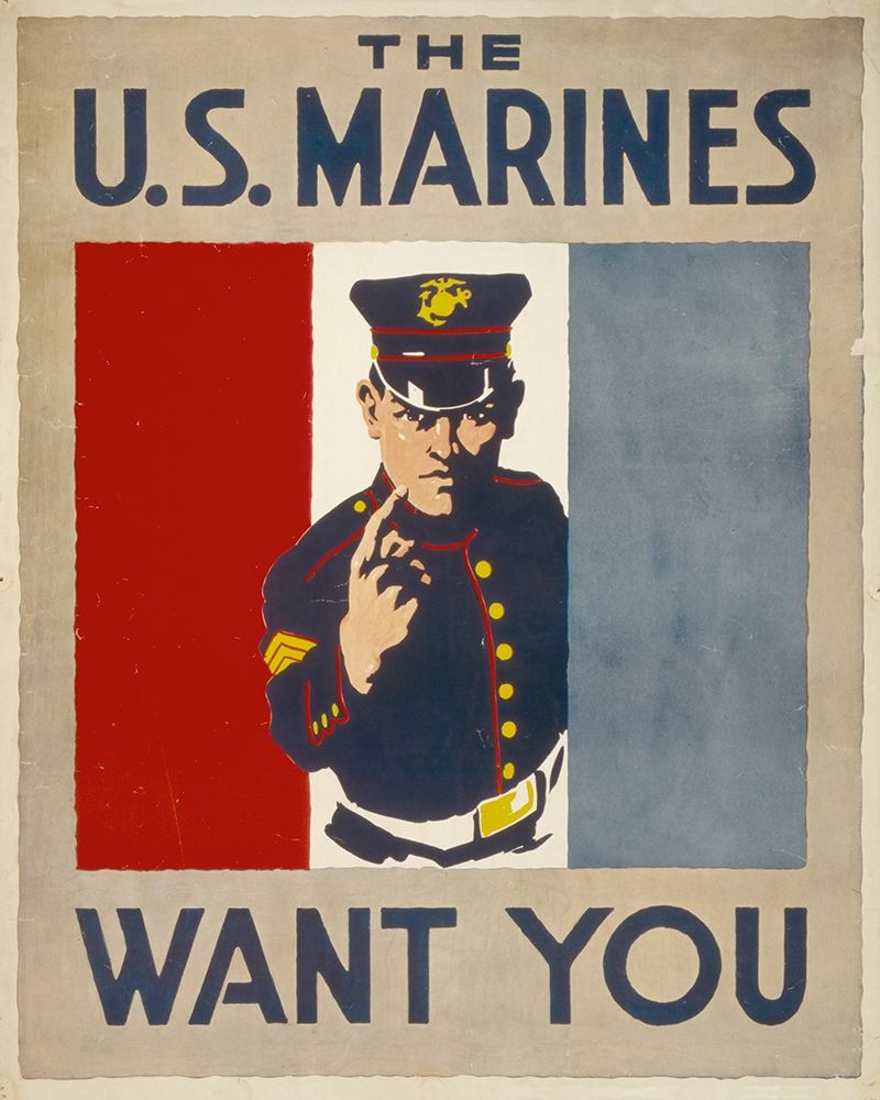 Wall Art Painting id:344680, Name: The U.S. Marines Want You, 1914/1918, Artist: Falls, Charles Buckles