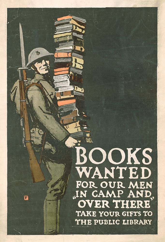 Wall Art Painting id:344682, Name: Books Wanted for our Men in Camp and Over There, 1918/1923, Artist: Falls, Charles Buckles
