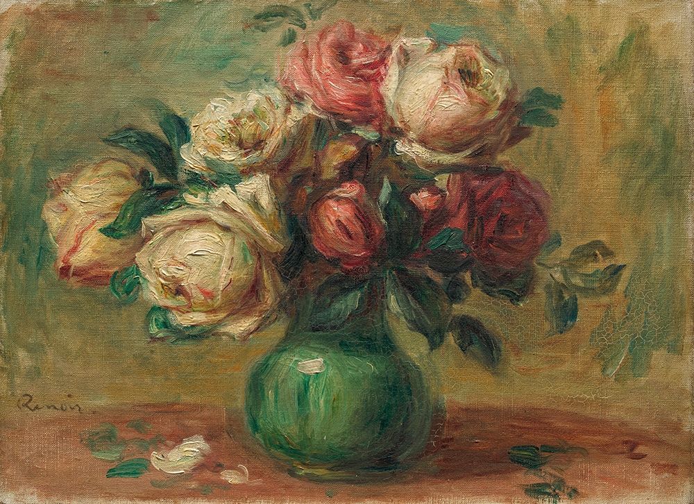 Wall Art Painting id:343775, Name: Roses in a Vase, Artist: Renoir, Pierre-Auguste