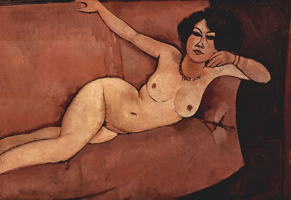 Wall Art Painting id:349968, Name: Nude on couch, Artist: Modigliani, Amedeo