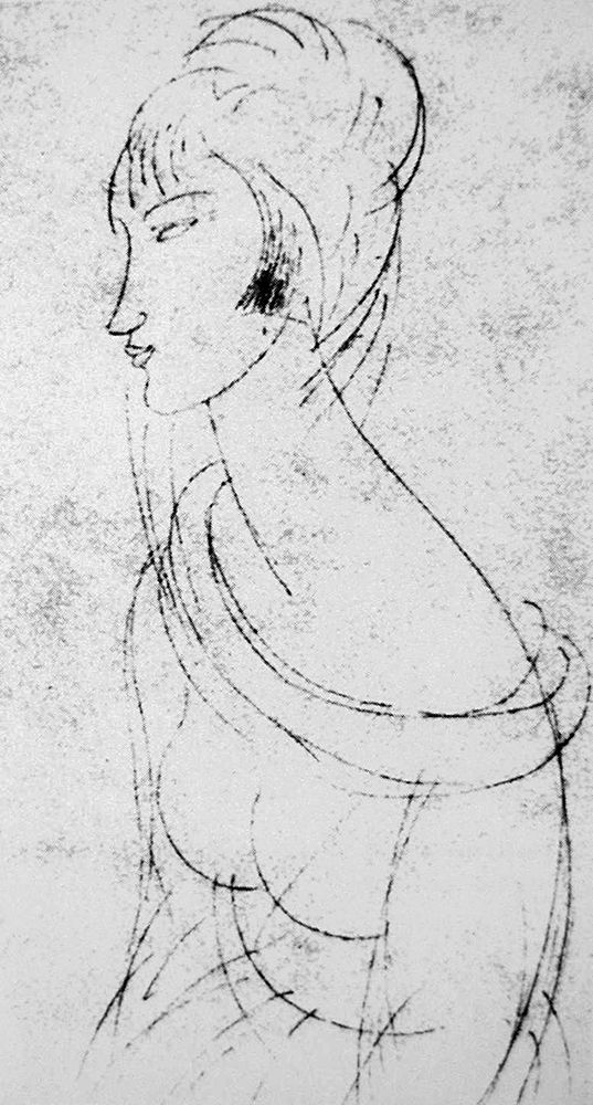 Wall Art Painting id:349989, Name: Sketch of Jeanne, Artist: Modigliani, Amedeo