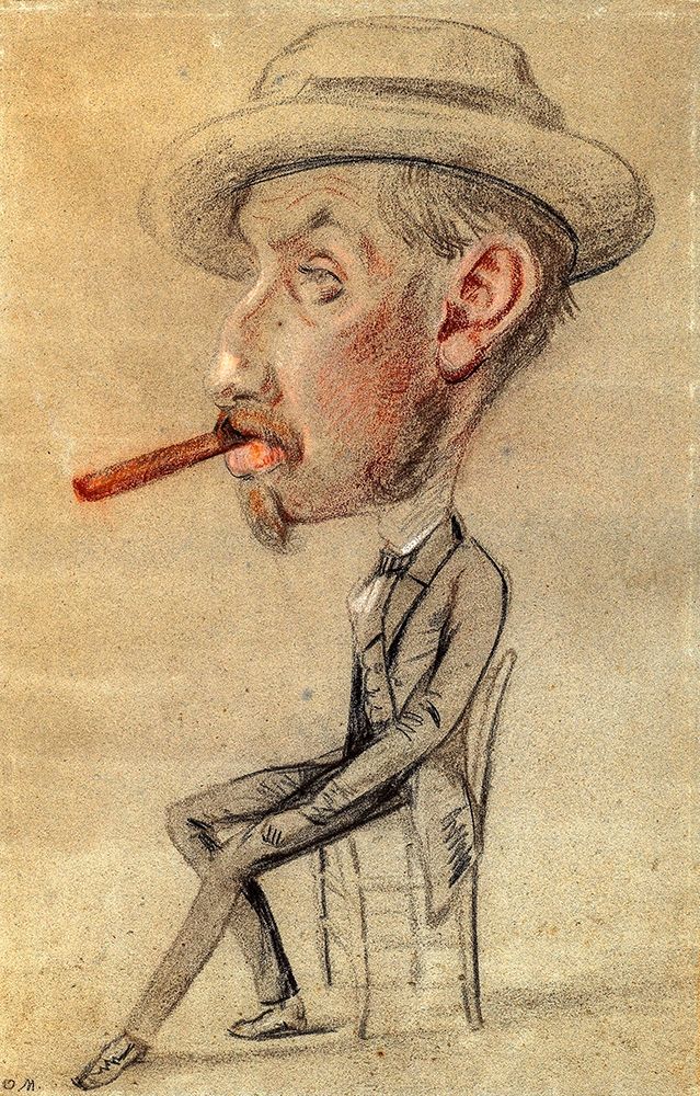 Wall Art Painting id:350534, Name: Caricature of a Man with a Big Cigar, Artist: Monet, Claude