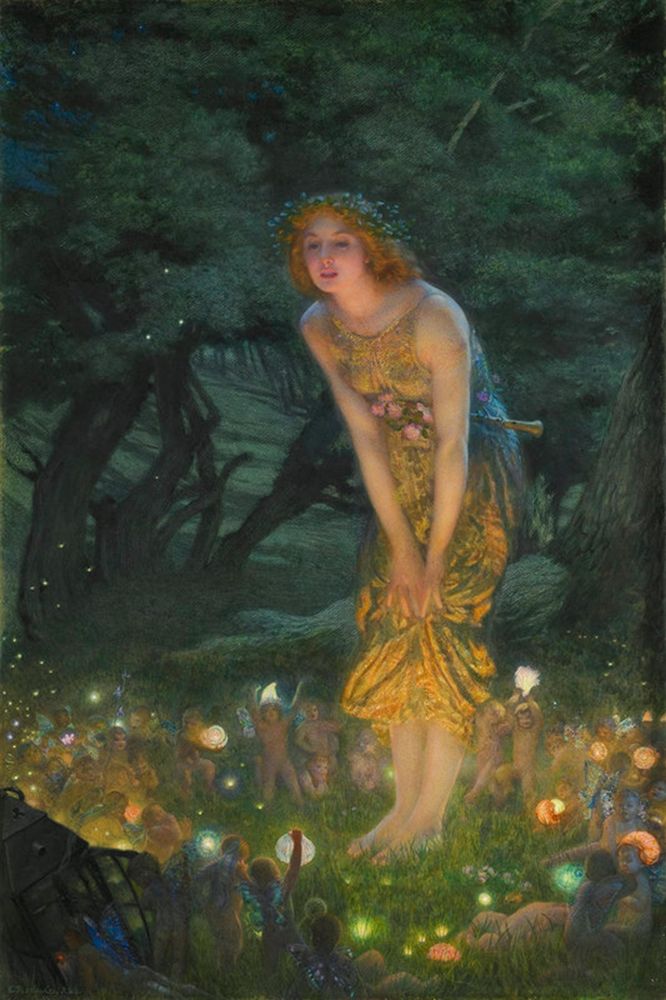 Wall Art Painting id:350708, Name: Midsummer Eve, Artist: Hughes, Edward Robert