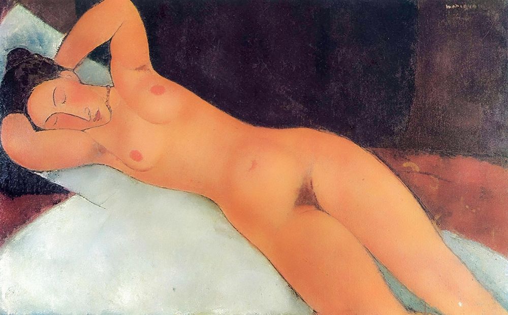 Wall Art Painting id:350863, Name: Eyes Closed Reclining Nude, Artist: Modigliani, Amedeo