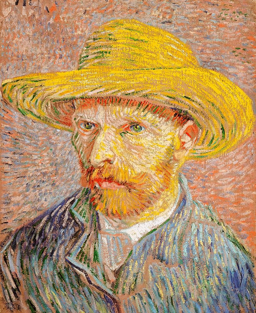Wall Art Painting id:352550, Name: Self-Portrait with a Straw Hat (1887) , Artist: Van Gogh, Vincent
