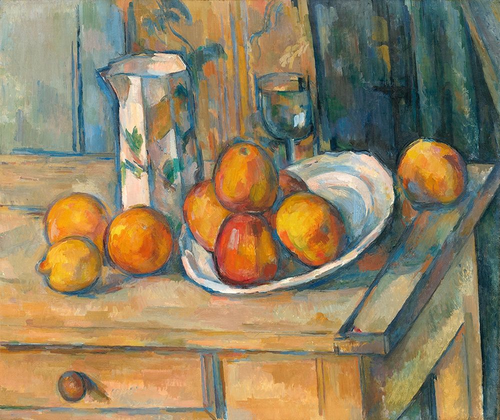 Wall Art Painting id:352601, Name: Still Life with Milk Jug and Fruit (ca. 1900), Artist: Cezanne, Paul