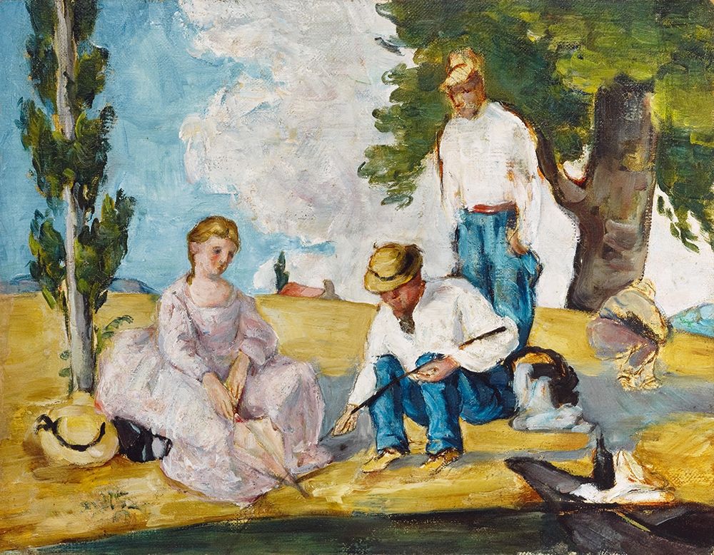 Wall Art Painting id:352621, Name: Picnic on a Riverbank, Artist: Cezanne, Paul