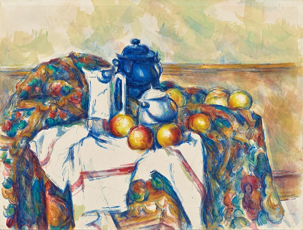 Wall Art Painting id:352696, Name: Still Life with Blue Pot, Artist: Cezanne, Paul