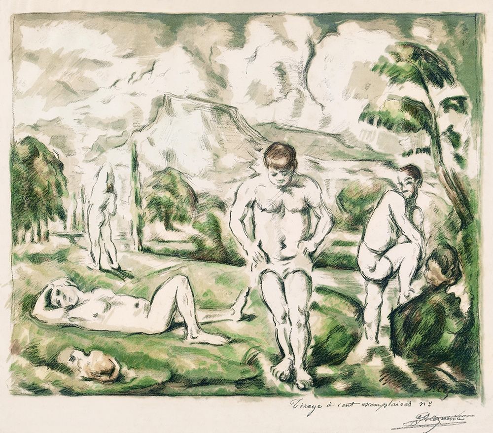 Wall Art Painting id:352708, Name: The Bathers [Large version], Artist: Cezanne, Paul