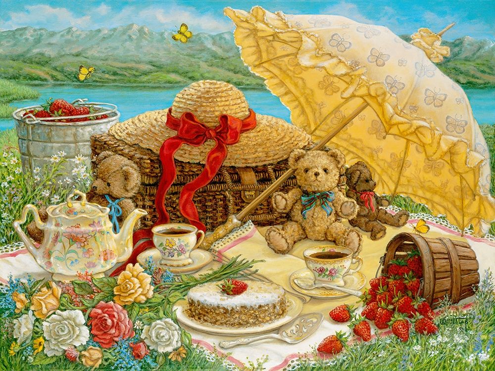 Wall Art Painting id:354350, Name: A Beary Nice Picnic, Artist: Kruskamp, Janet