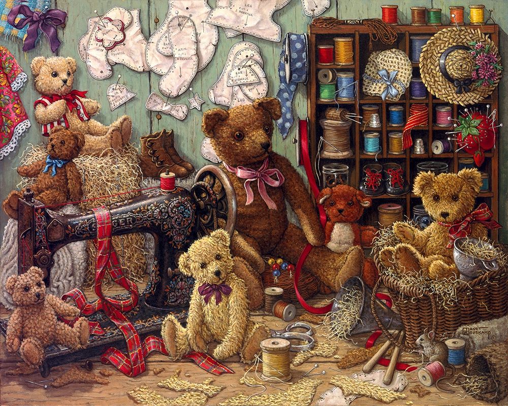 Wall Art Painting id:354419, Name: Teddy Bear Workshoppe, Artist: Kruskamp, Janet