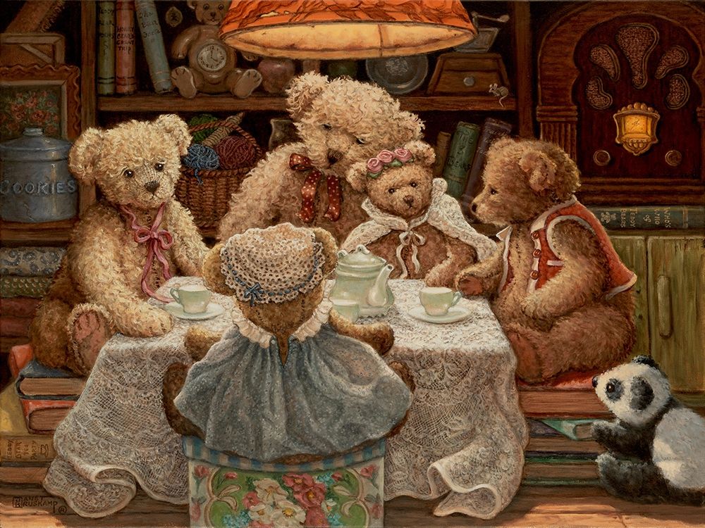 Wall Art Painting id:354556, Name: Teddy Bear Tea Party, Artist: Kruskamp, Janet