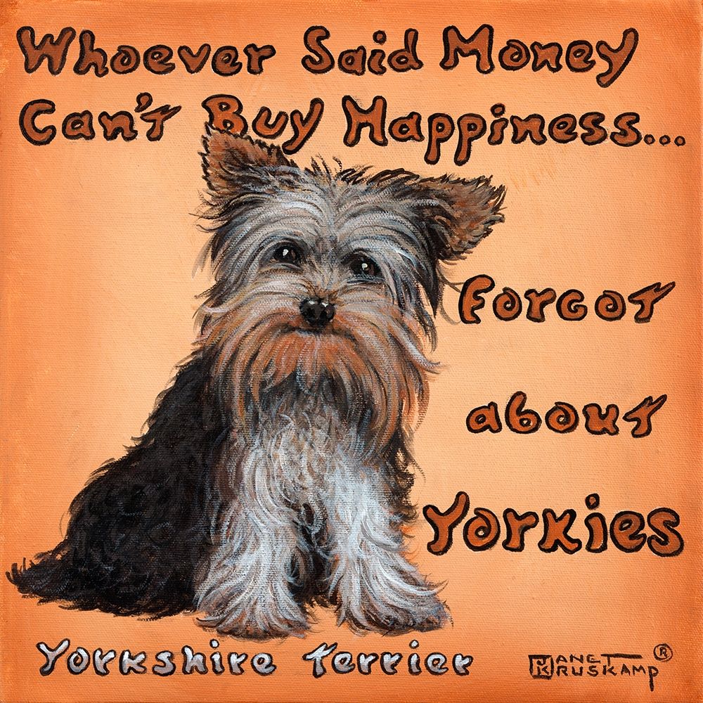 Wall Art Painting id:354583, Name: Yorkies = Happiness, Artist: Kruskamp, Janet