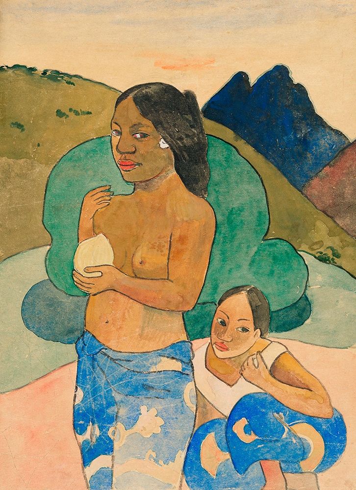 Wall Art Painting id:360393, Name: Two Tahitian Women in a Landscape, Artist: Gauguin, Paul