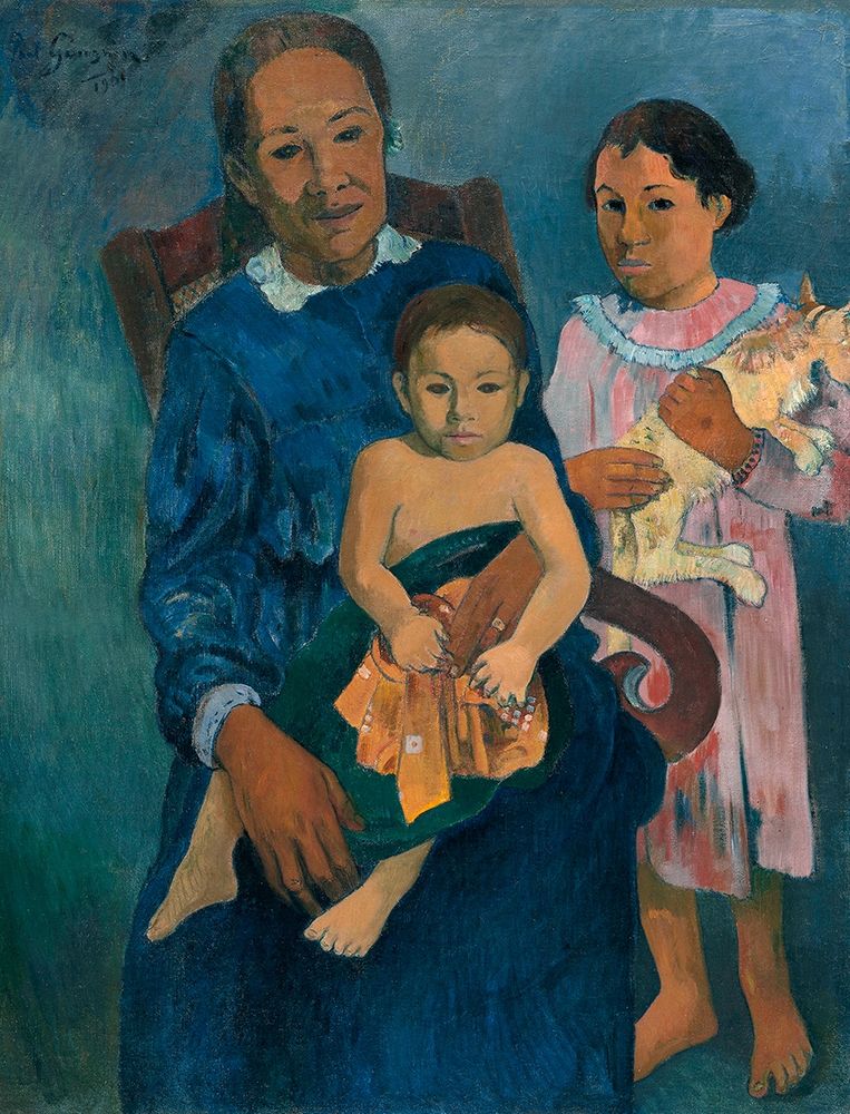 Wall Art Painting id:360425, Name: Polynesian Woman with Children, Artist: Gauguin, Paul