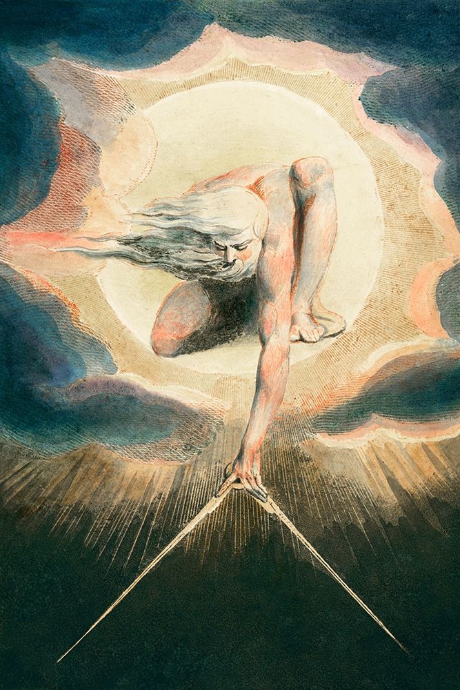 Wall Art Painting id:360602, Name: Ancient of Days Setting a Compass to the Earth, Artist: Blake, William