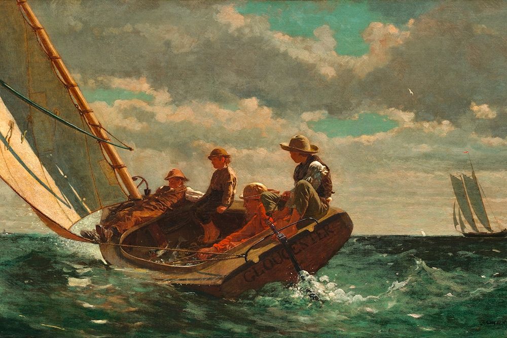 Wall Art Painting id:363524, Name: Breezing Up (A Fair Wind), Artist: Homer, Winslow